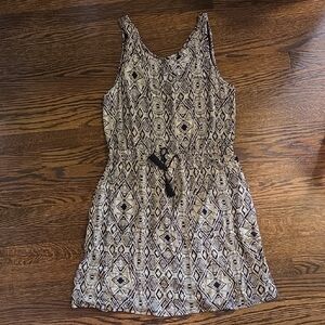 Lucky Brand Black and Cream Geometric Mini Dress